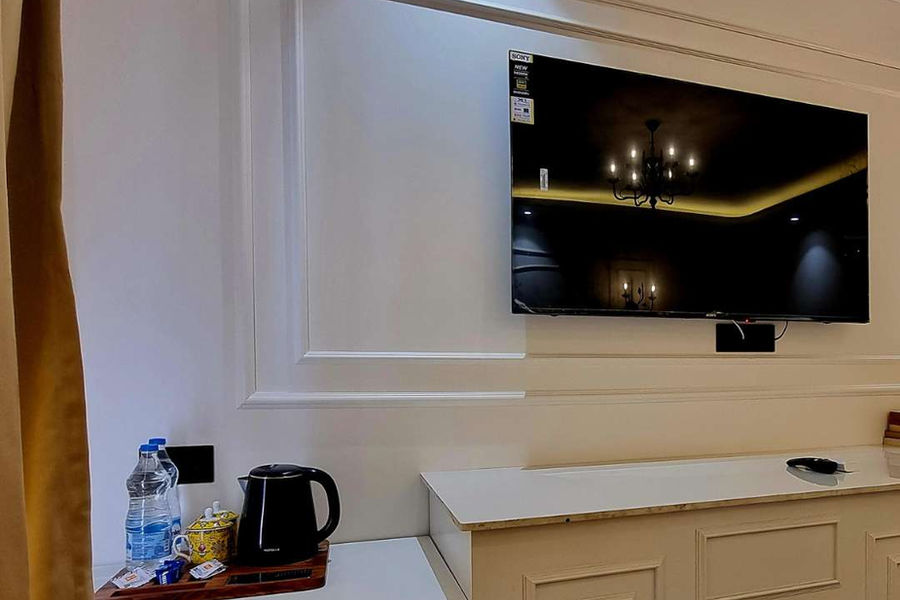 Complimentary tea-coffee maker and 55-inch Smart TV room amenities at Akasa Dalhousie Dalhousie Himachal Pradesh
